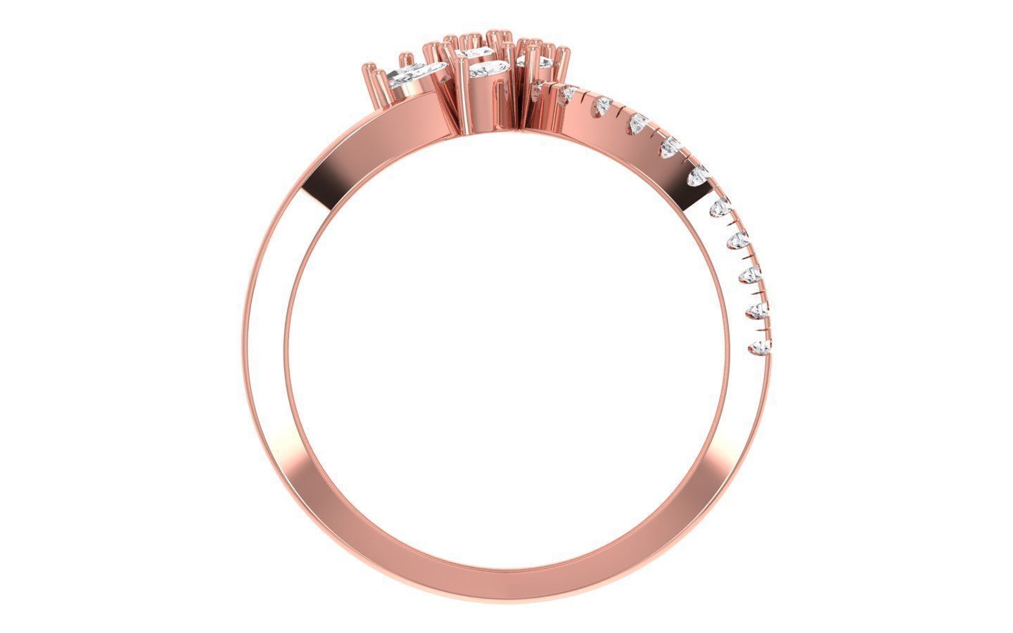 Marquise Pear Diamonds Ring 3D print model_3