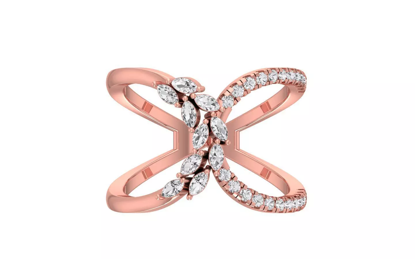 Marquise Pear Diamonds Ring 3D print model_0