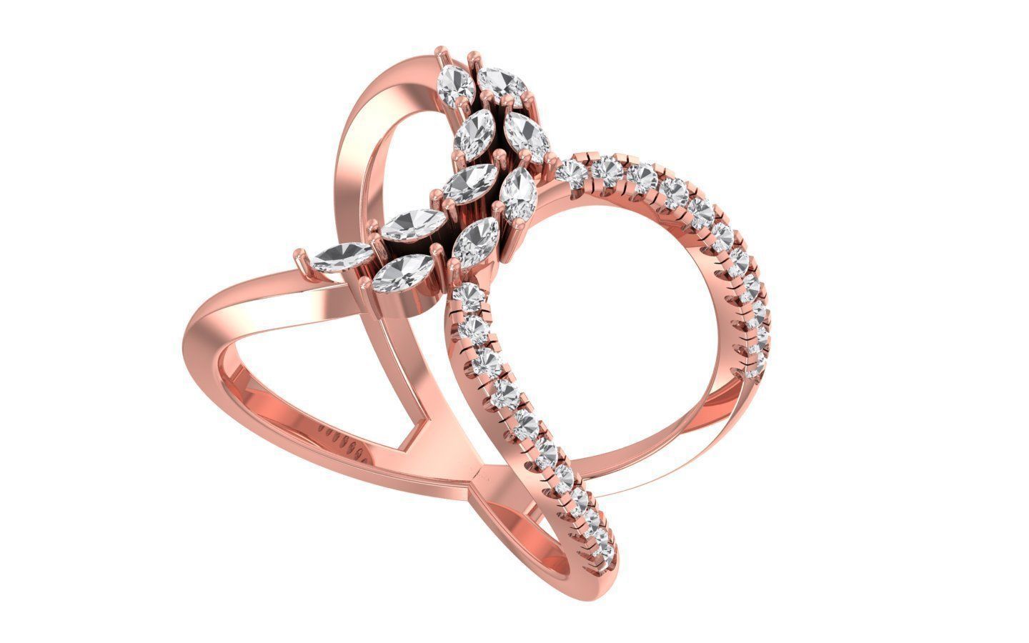 Marquise Pear Diamonds Ring 3D print model_2