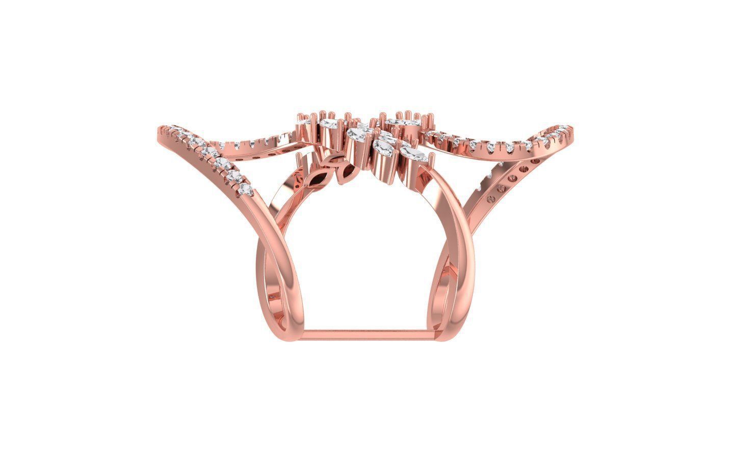 Marquise Pear Diamonds Ring 3D print model_1