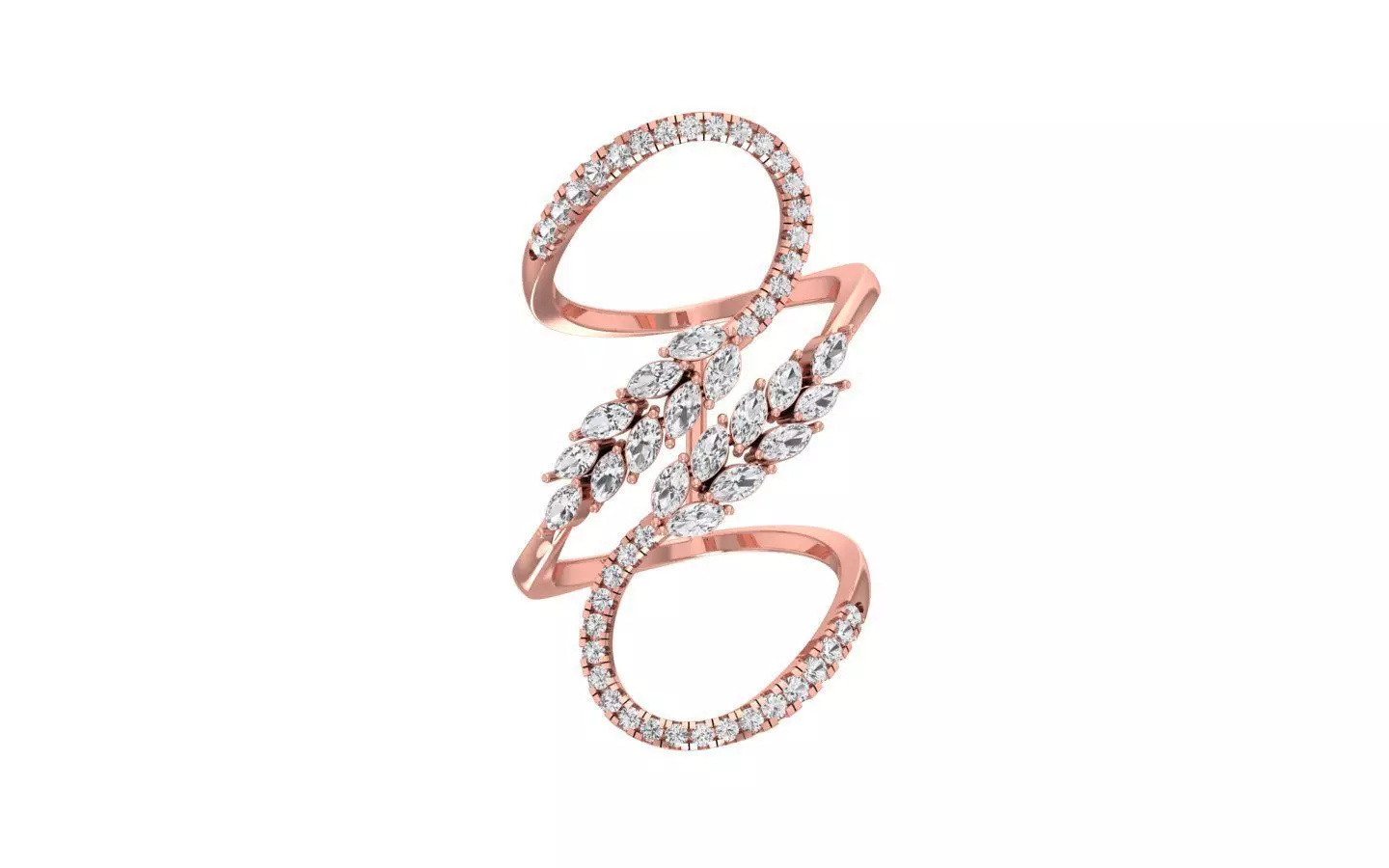 Marquise Pear Diamonds Ring 3D print model_0