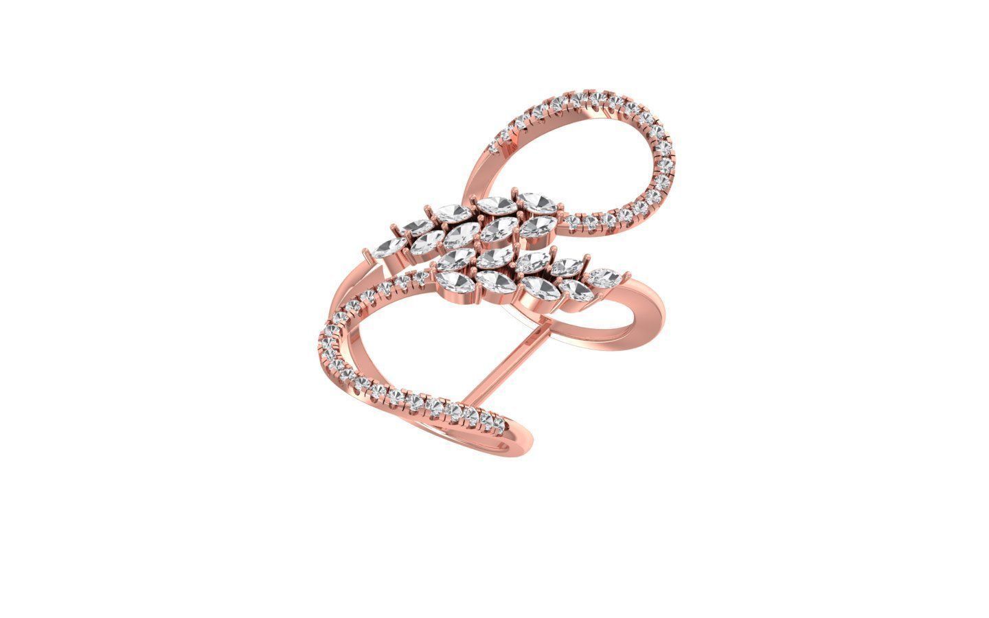 Marquise Pear Diamonds Ring 3D print model_2