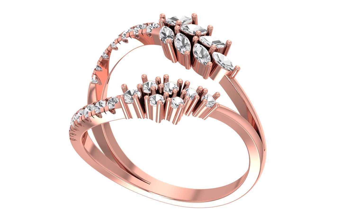 Marquise Pear Diamonds Ring 3D print model_1