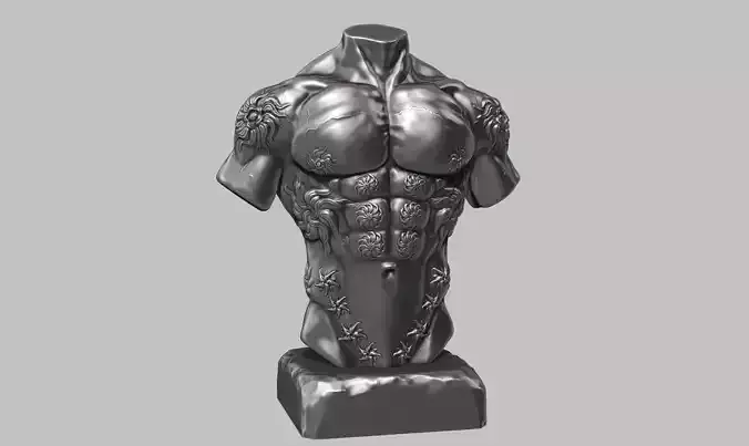 torso flower ornament sculpture a01 3d print model