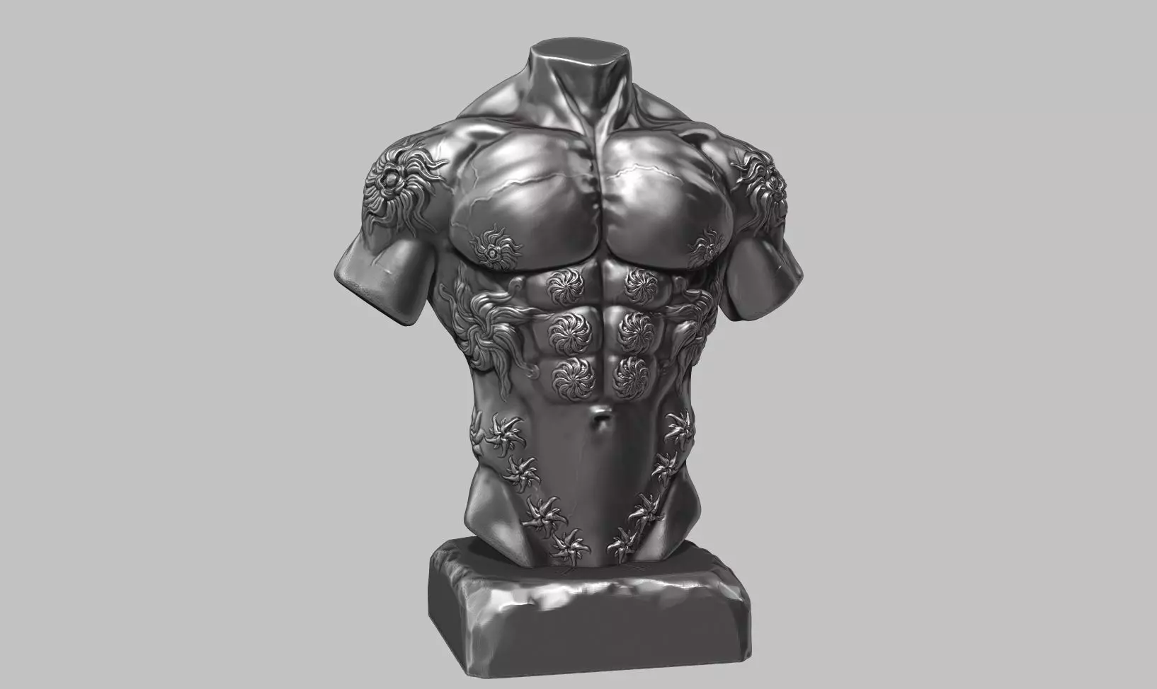 torso flower ornament sculpture a01 3d print model 3D print model