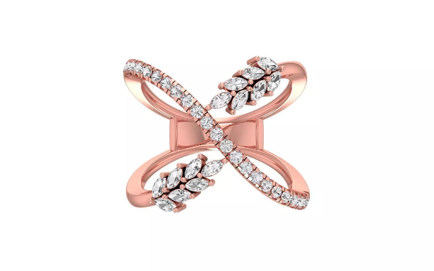 Marquise Pear Diamonds Ring 3D print model_0