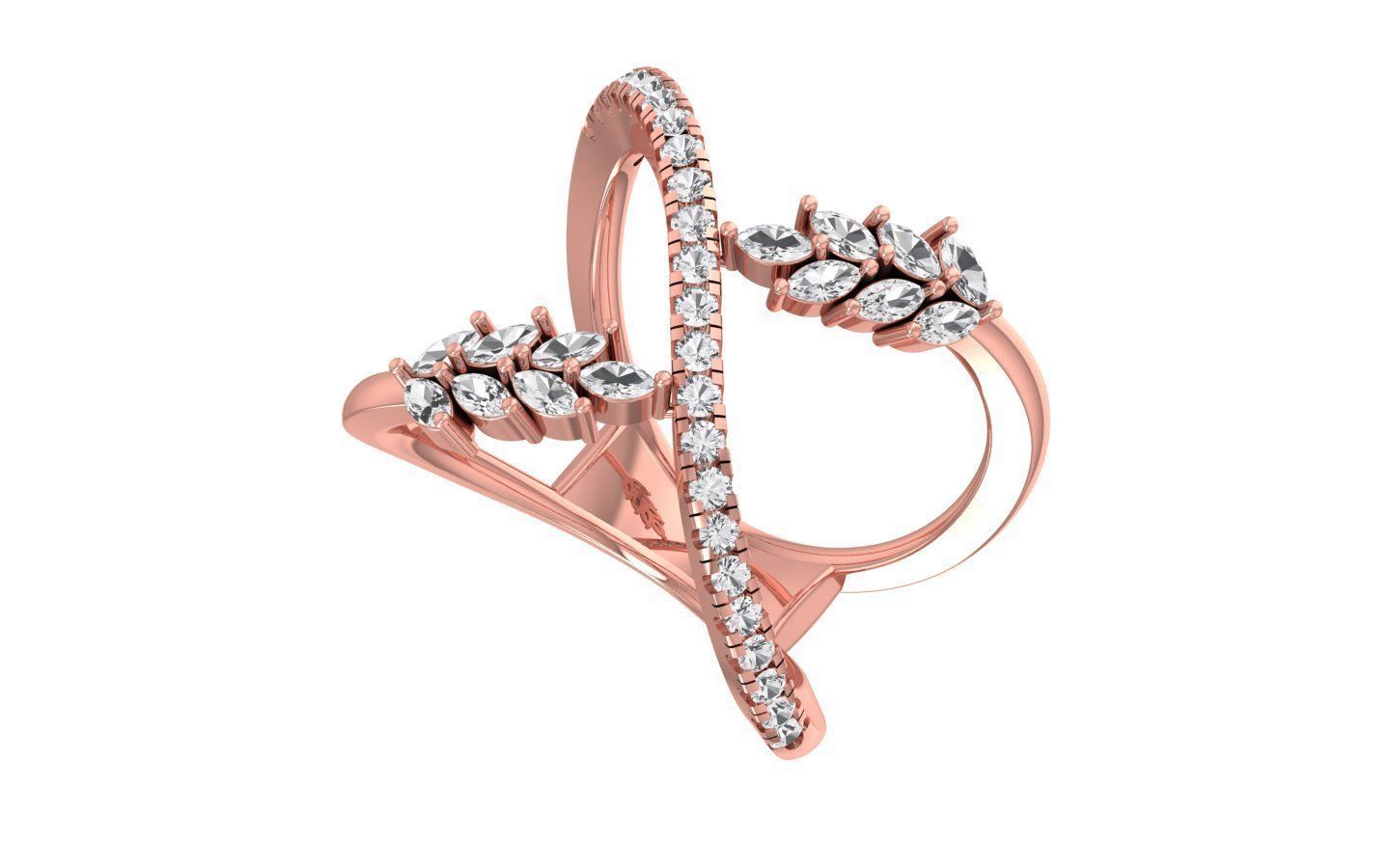 Marquise Pear Diamonds Ring 3D print model_1