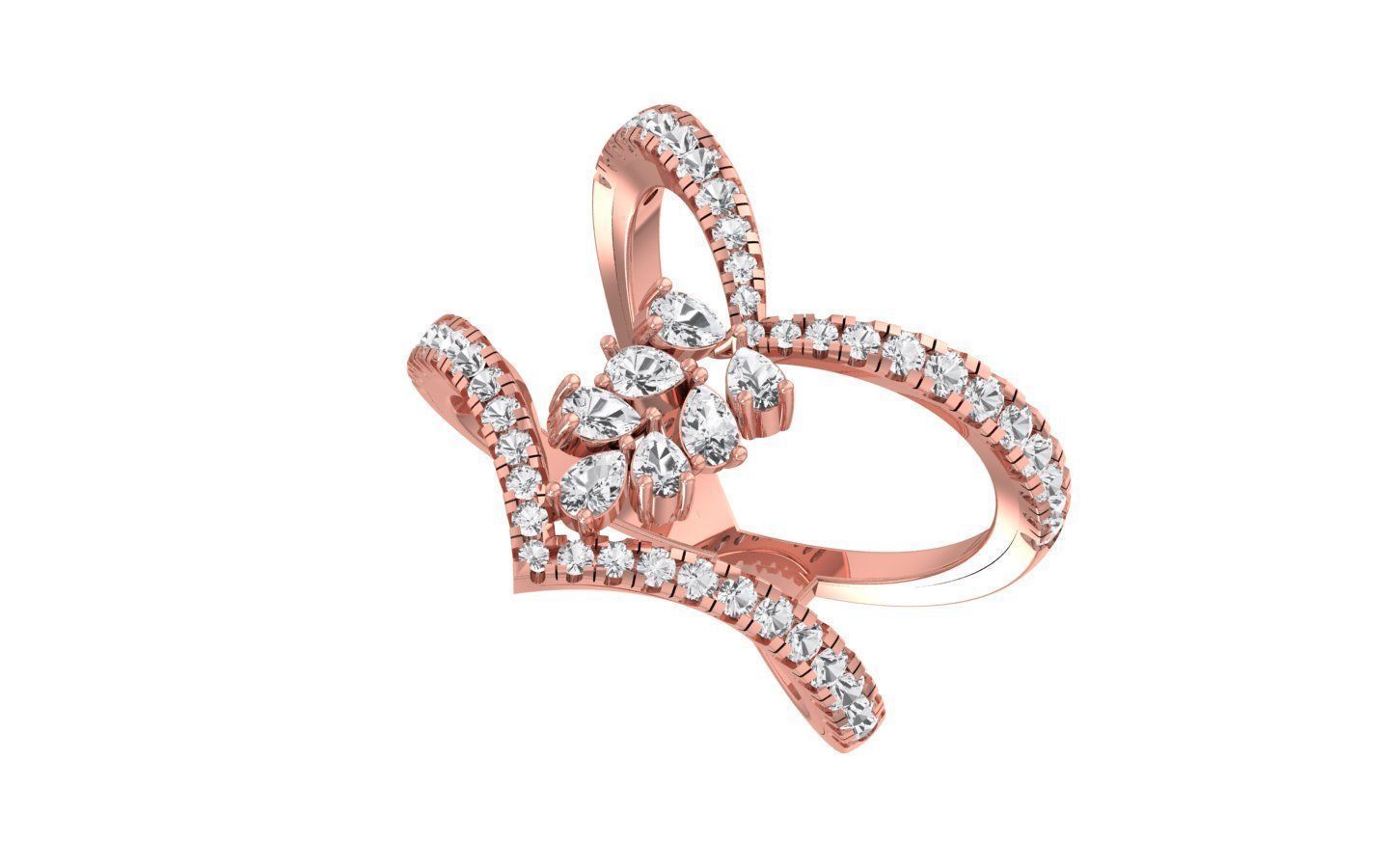 Marquise Pear Diamonds Ring 3D print model_1