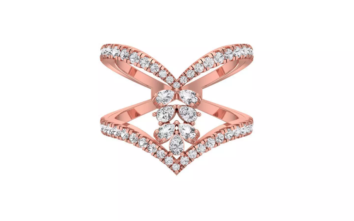 Marquise Pear Diamonds Ring 3D print model_0