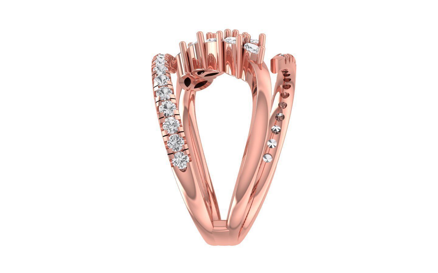 Marquise Pear Diamonds Ring 3D print model_2