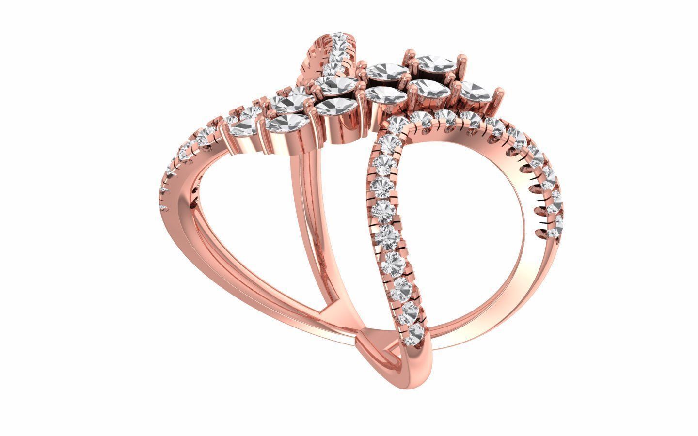 Marquise Pear Diamonds Ring 3D print model_1