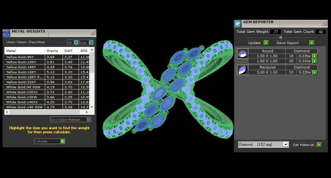 Marquise Pear Diamonds Ring 3D print model_3