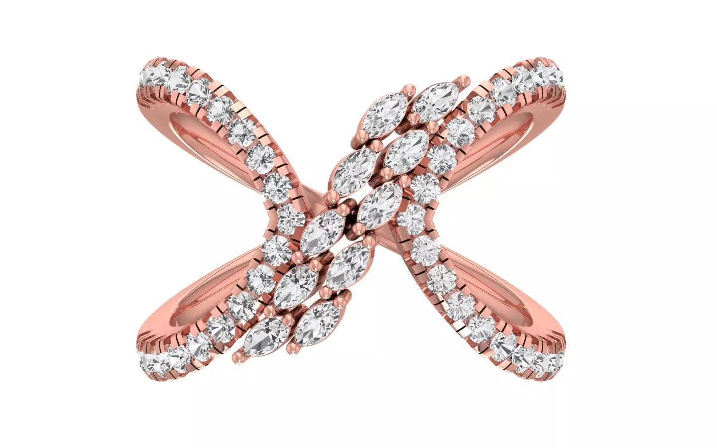 Marquise Pear Diamonds Ring 3D print model_0