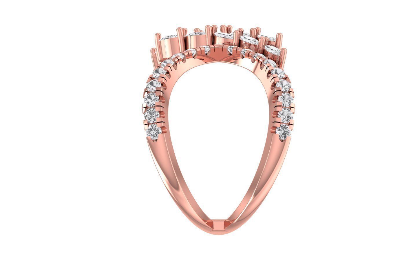 Marquise Pear Diamonds Ring 3D print model_2