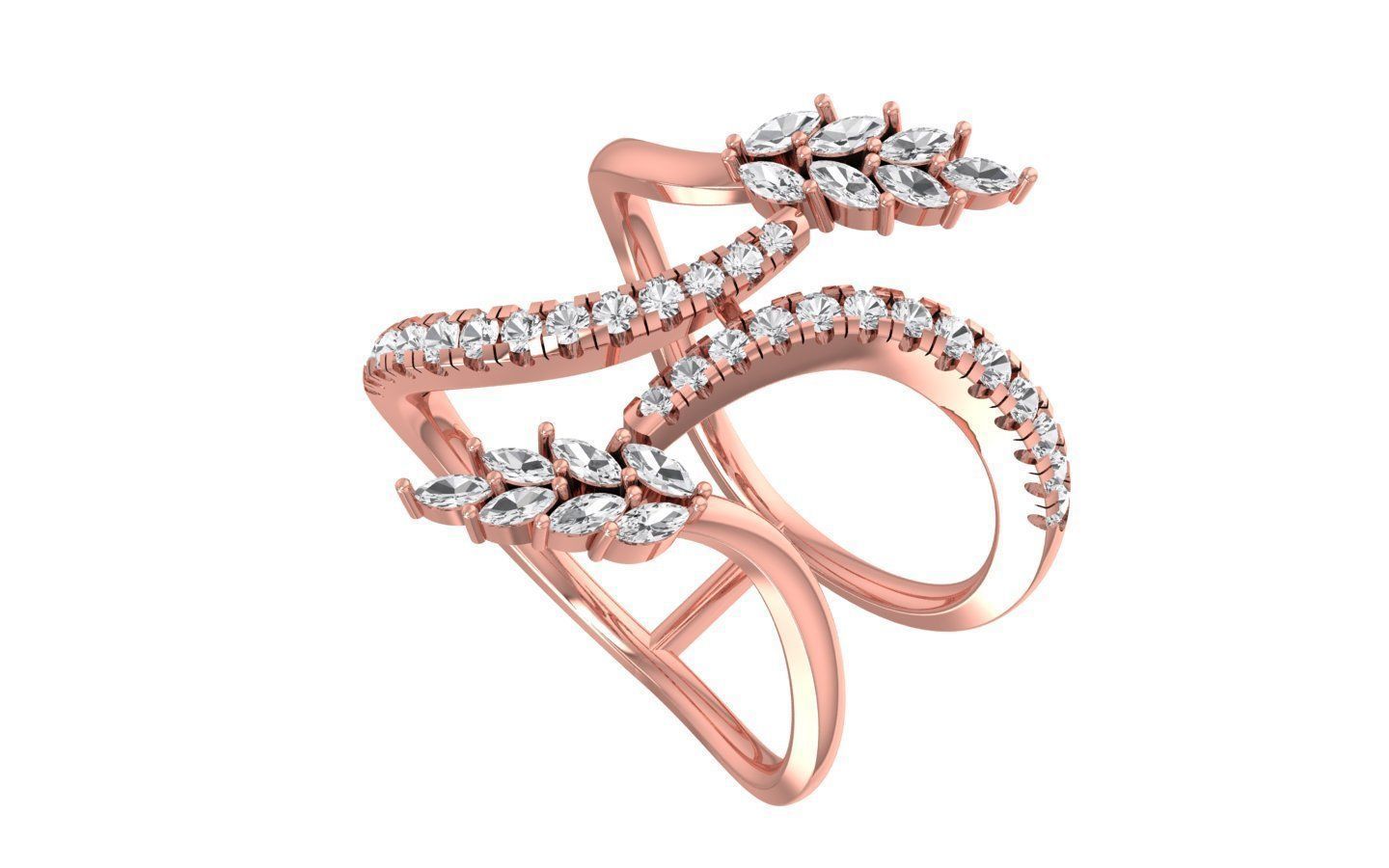 Marquise Pear Diamonds Ring 3D print model_1