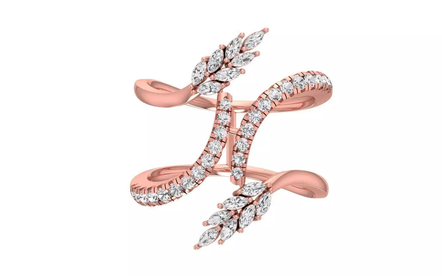 Marquise Pear Diamonds Ring 3D print model_0