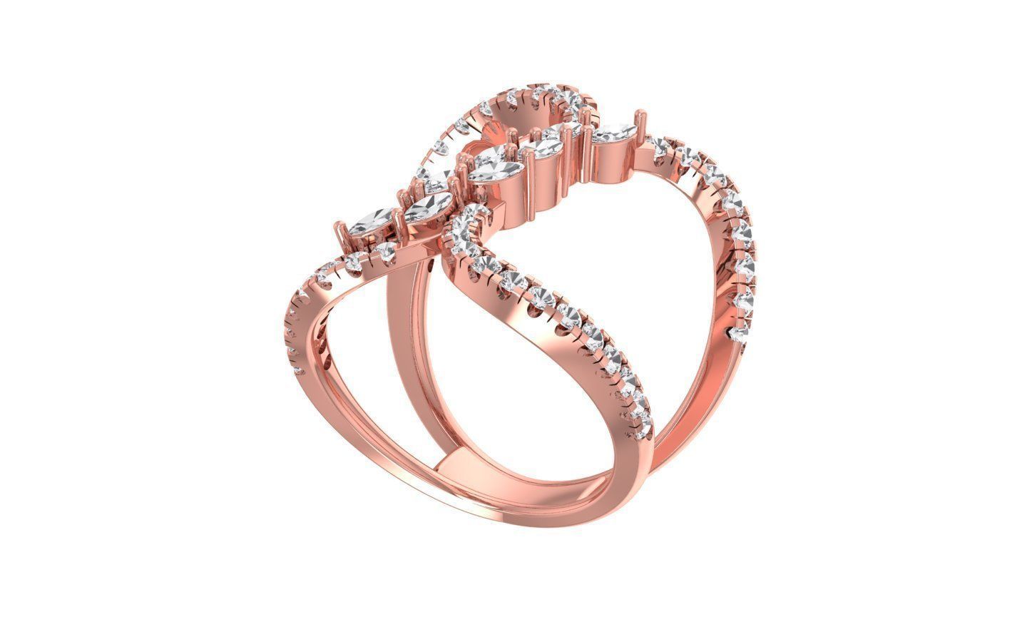 Marquise Pear Diamonds Ring 3D print model_2