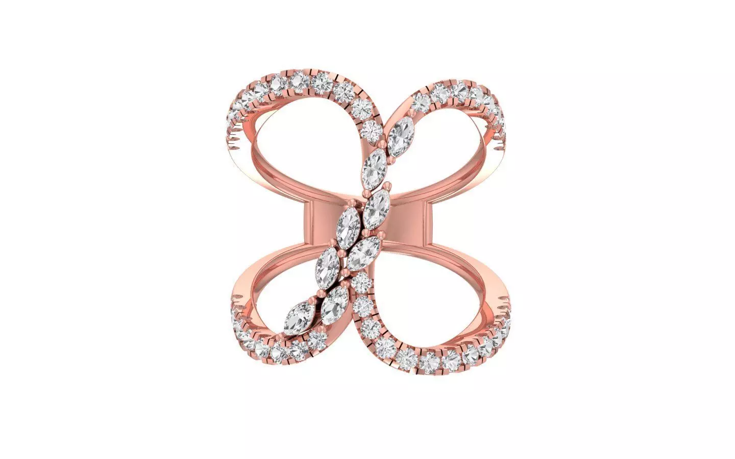 Marquise Pear Diamonds Ring 3D print model_0