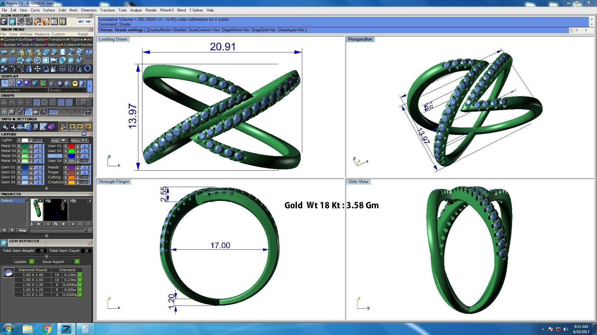Marquise Pear Diamonds Ring 3D print model_3