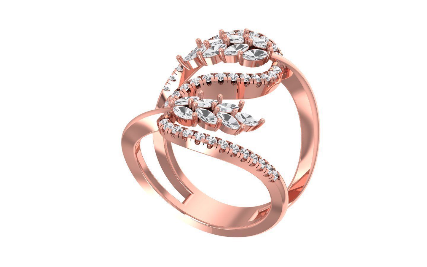 Pear Marquise Diamonds Ring 3D print model_2