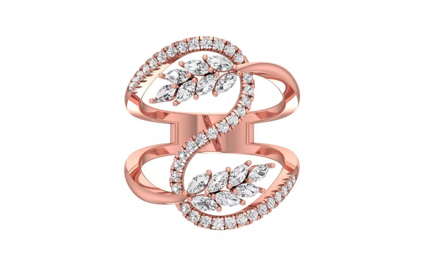 Pear Marquise Diamonds Ring 3D print model_0