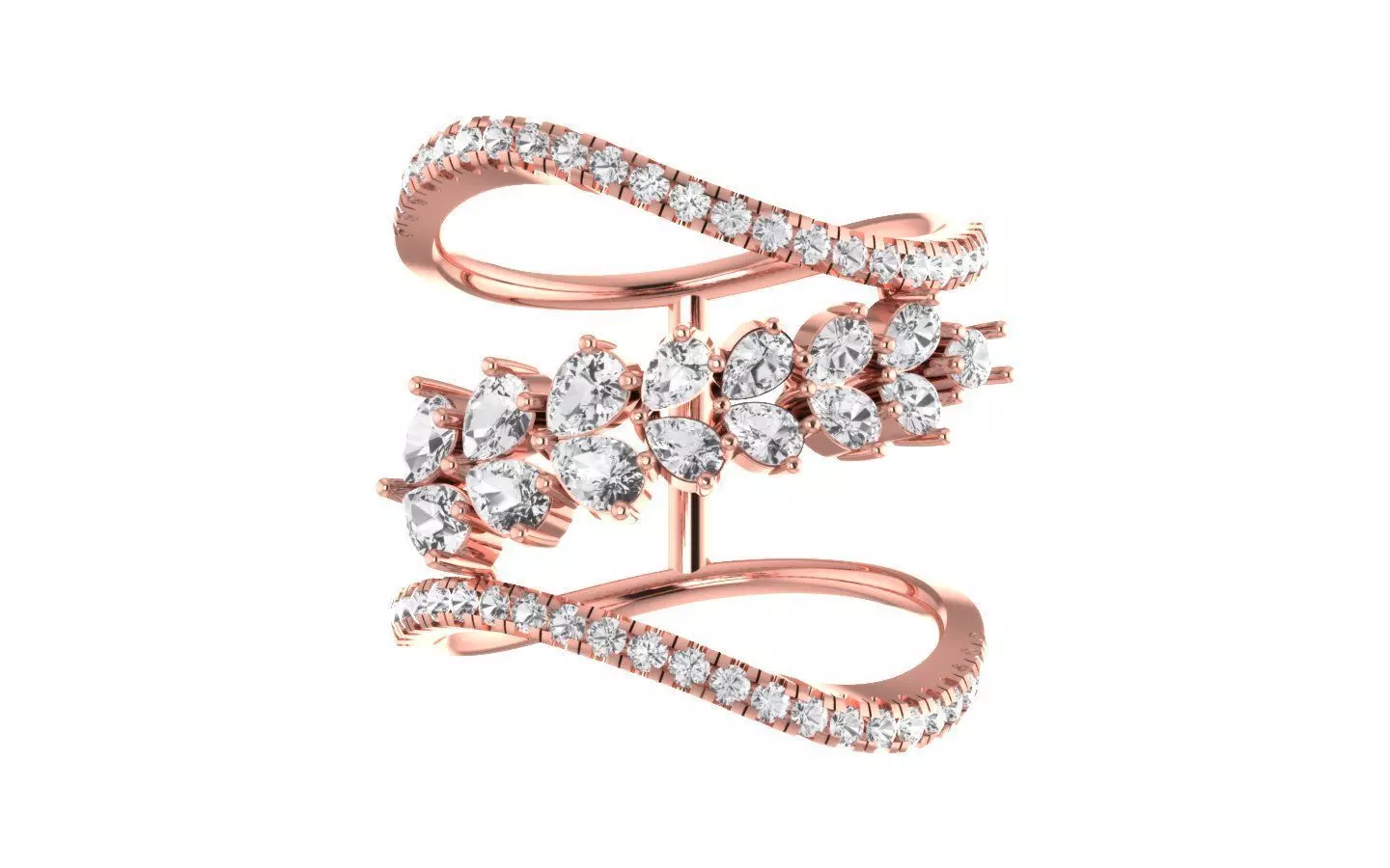 Pear Marquise Diamonds Ring 3D print model_0