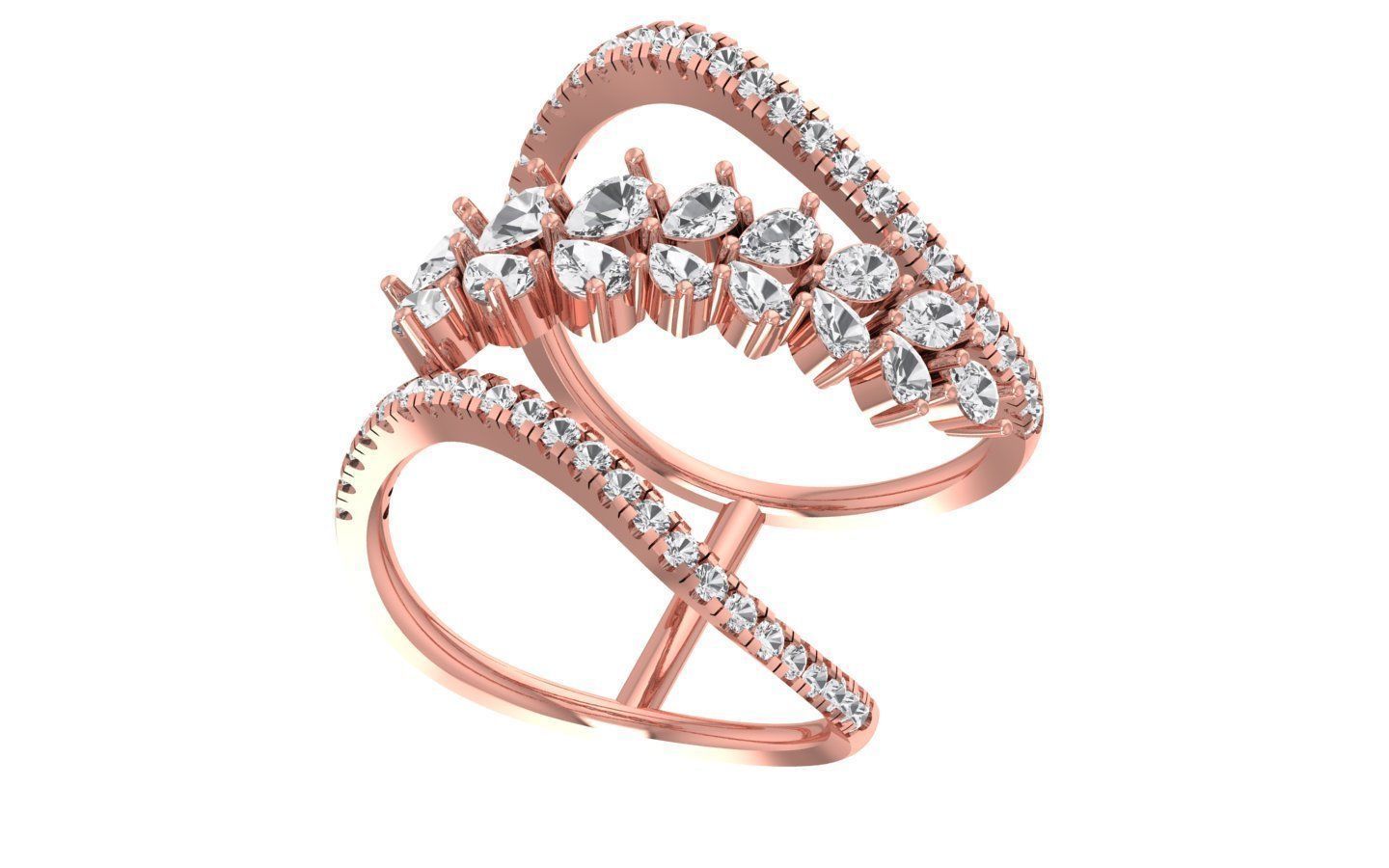 Pear Marquise Diamonds Ring 3D print model_1