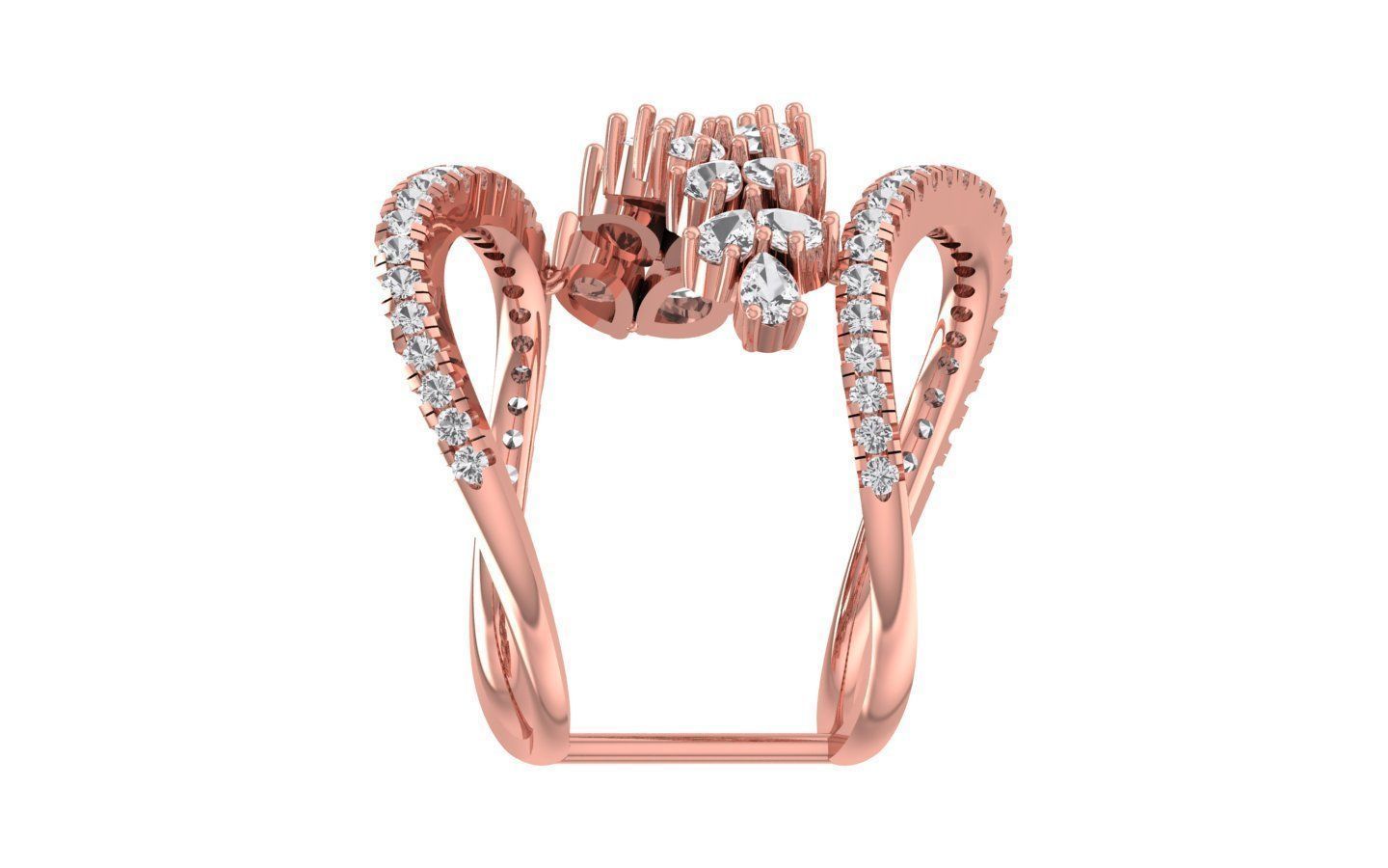 Pear Marquise Diamonds Ring 3D print model_2