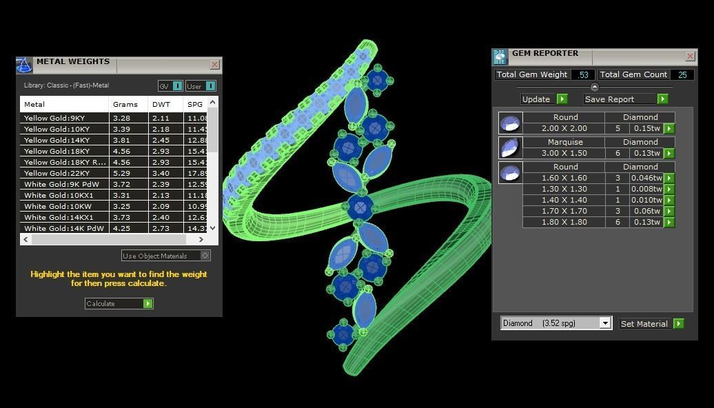 Pear Marquise Diamonds Ring 3D print model_3