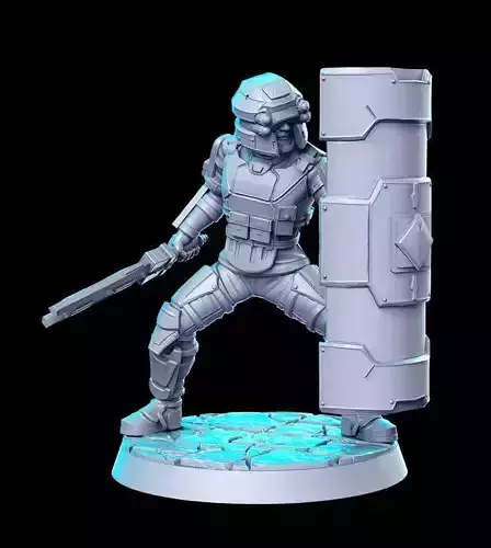 Shinra Riot Trooper Final Fantasy 32mm Pre-supported