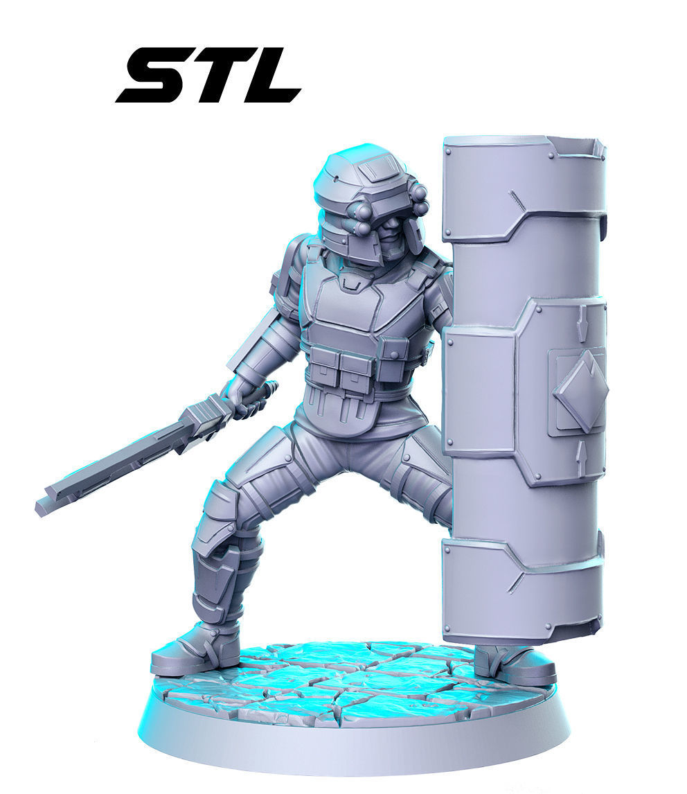 Shinra Riot Trooper Final Fantasy 32mm Pre-supported 3D print model_1
