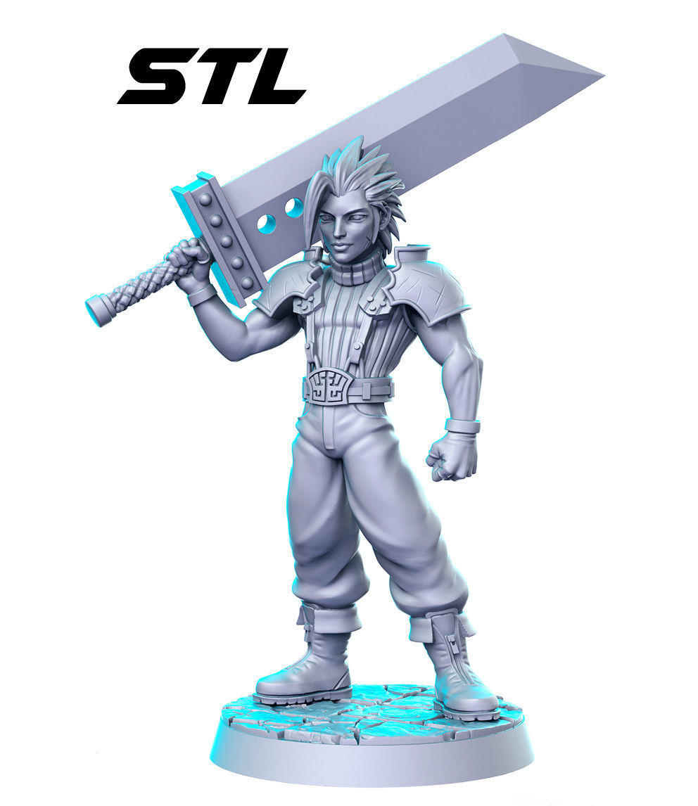 Zack Fair Final Fantasy 32mm Pre-supported 3D print model_1