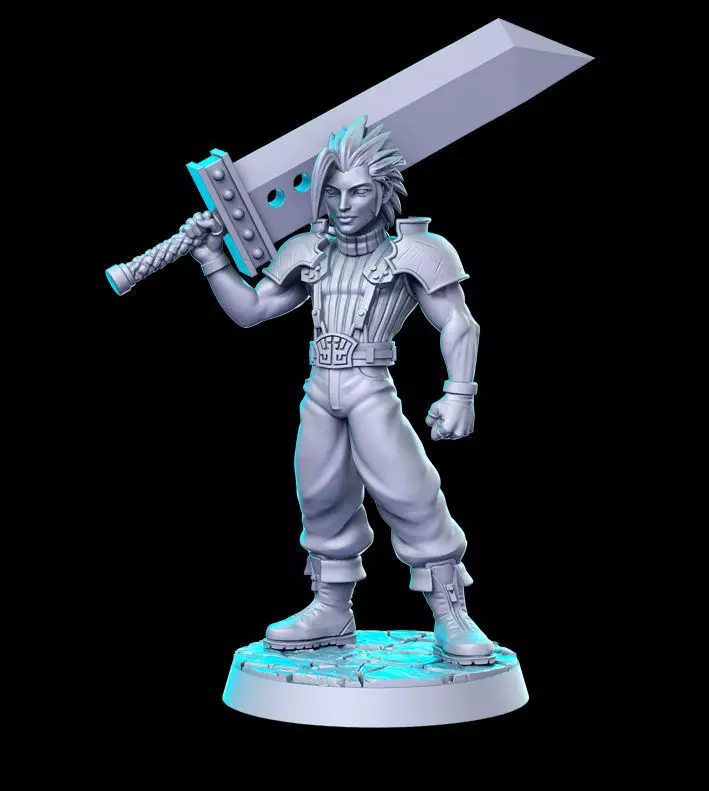 Zack Fair Final Fantasy 32mm Pre-supported 3D print model_0