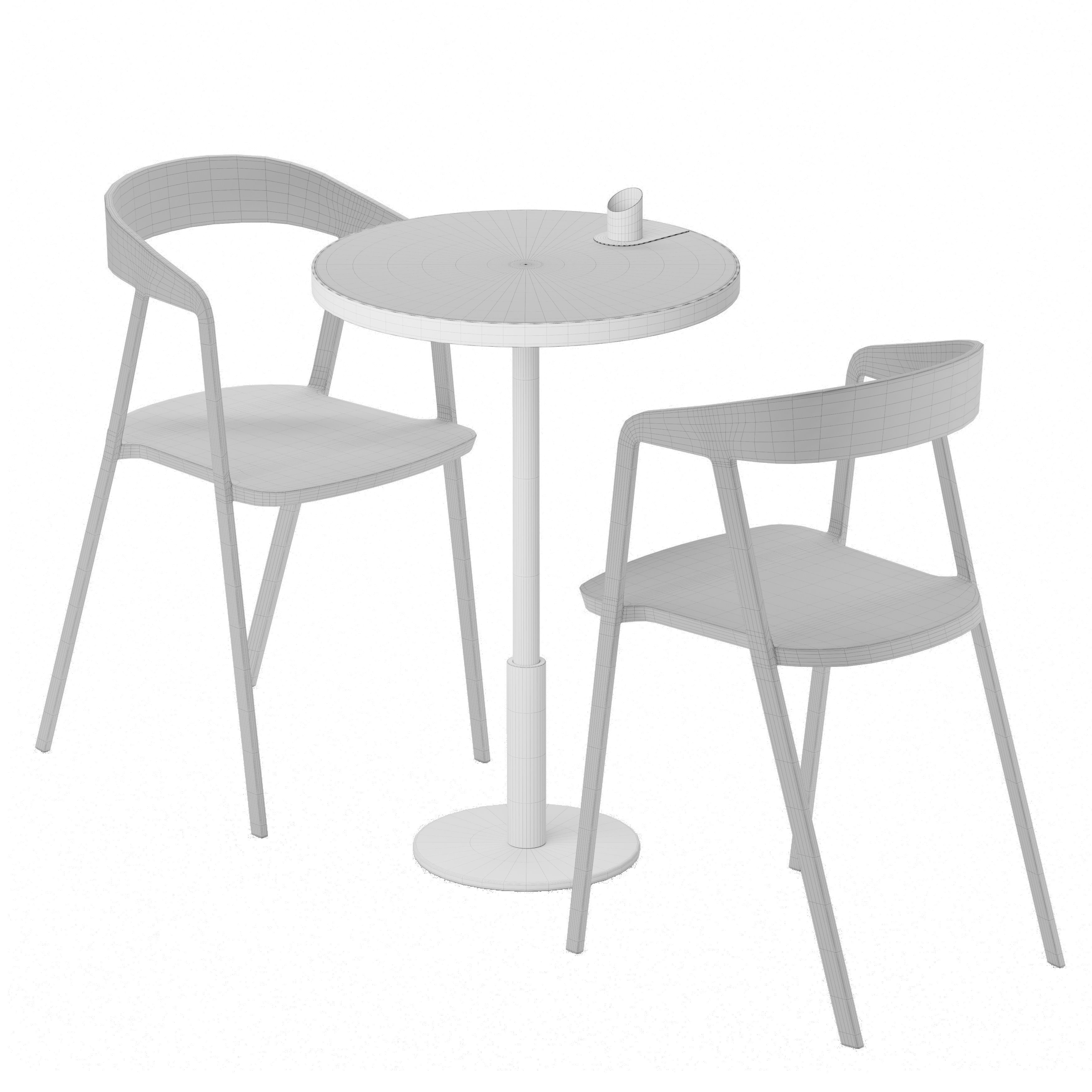 Cafe table and chair 01 Free 3D model_4