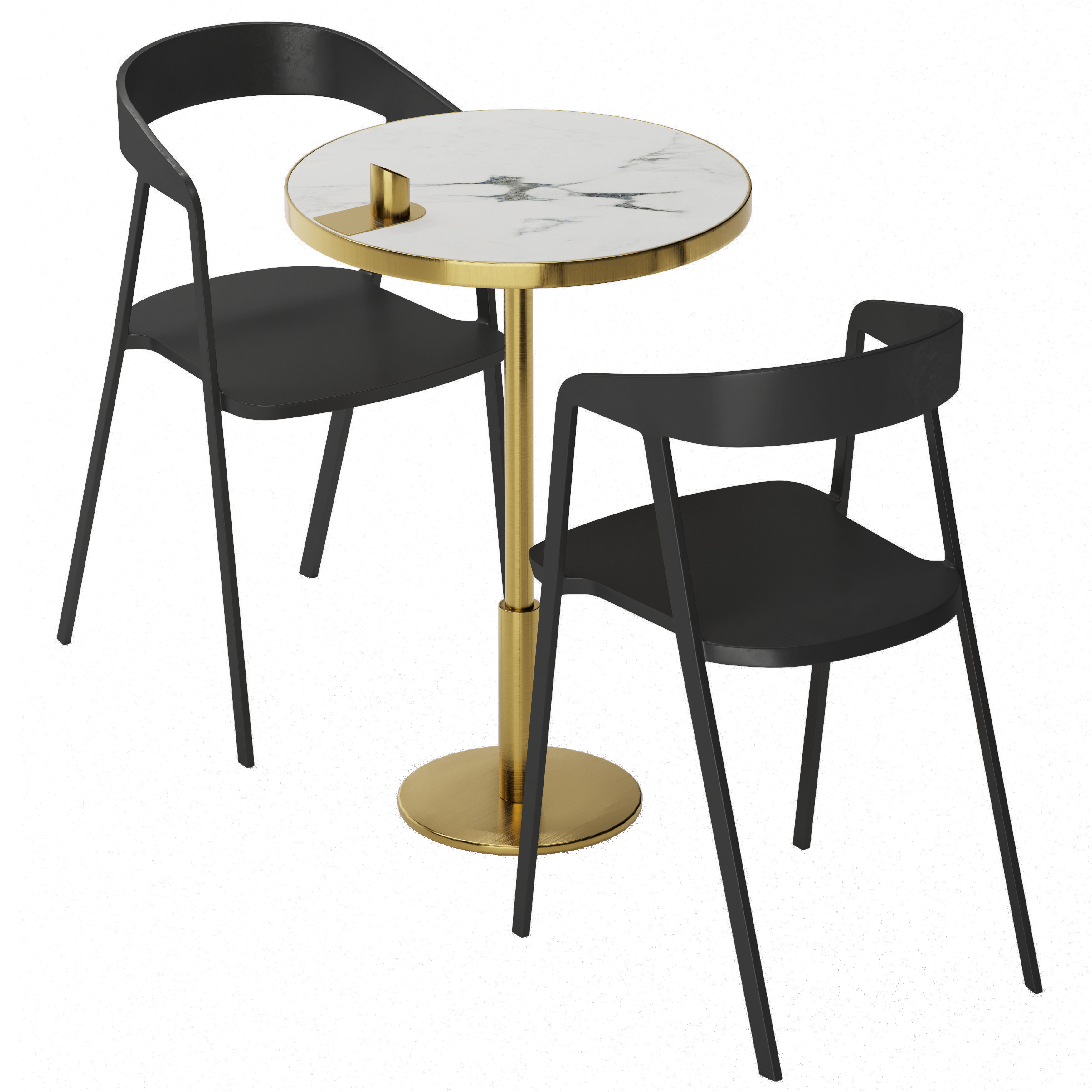 Cafe table and chair 01 Free 3D model_1