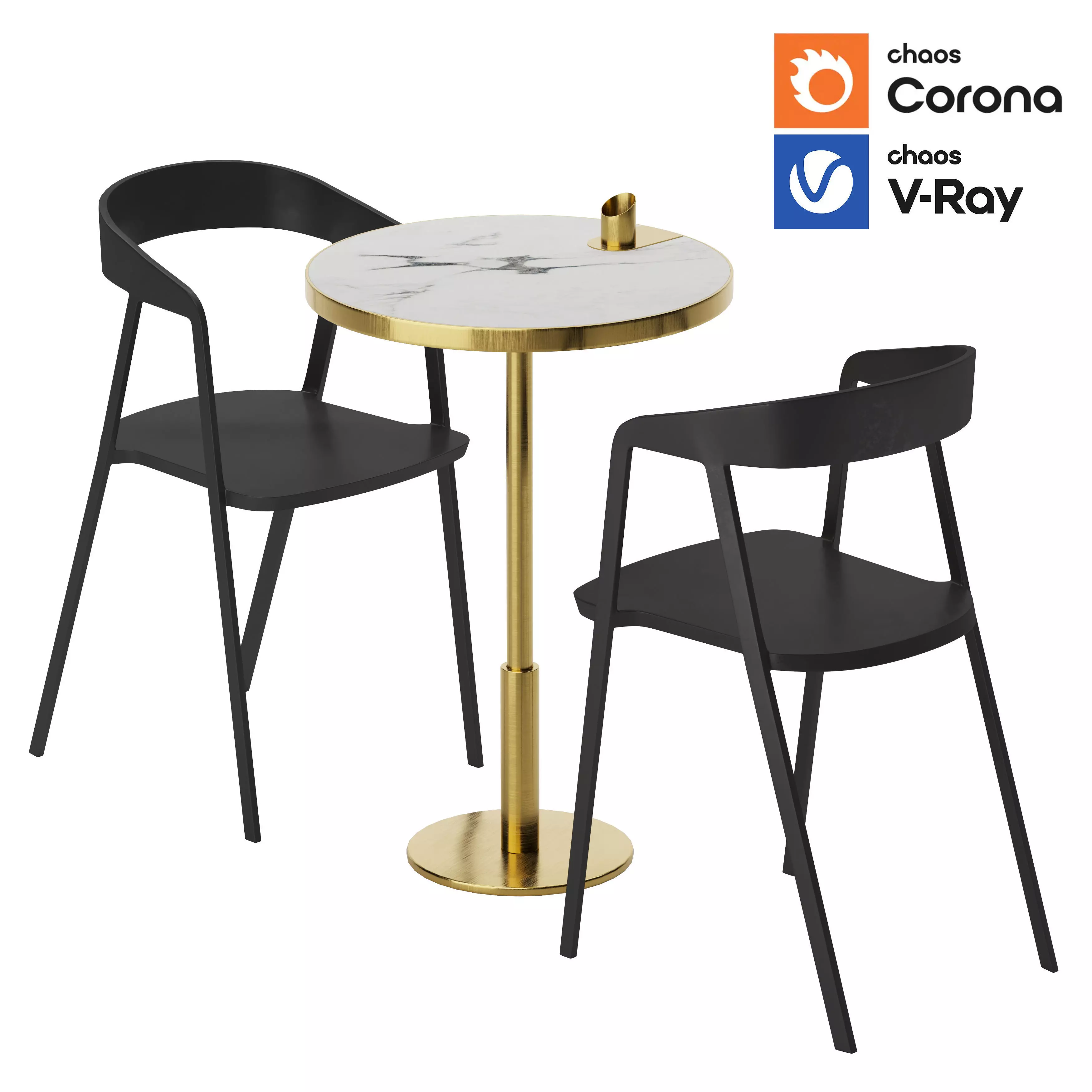 Cafe table and chair 01 Free 3D model_0