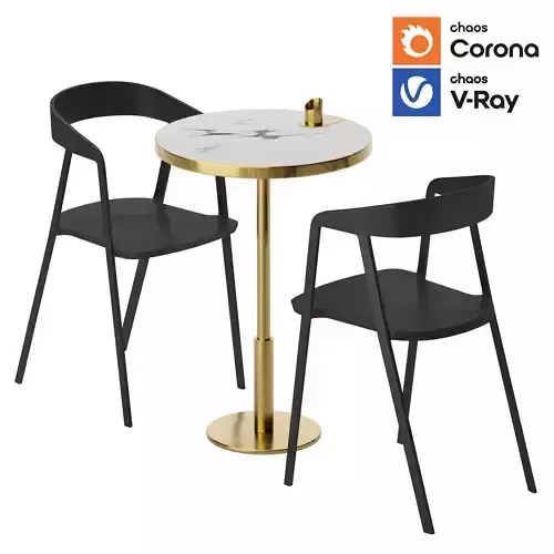 Cafe table and chair 01