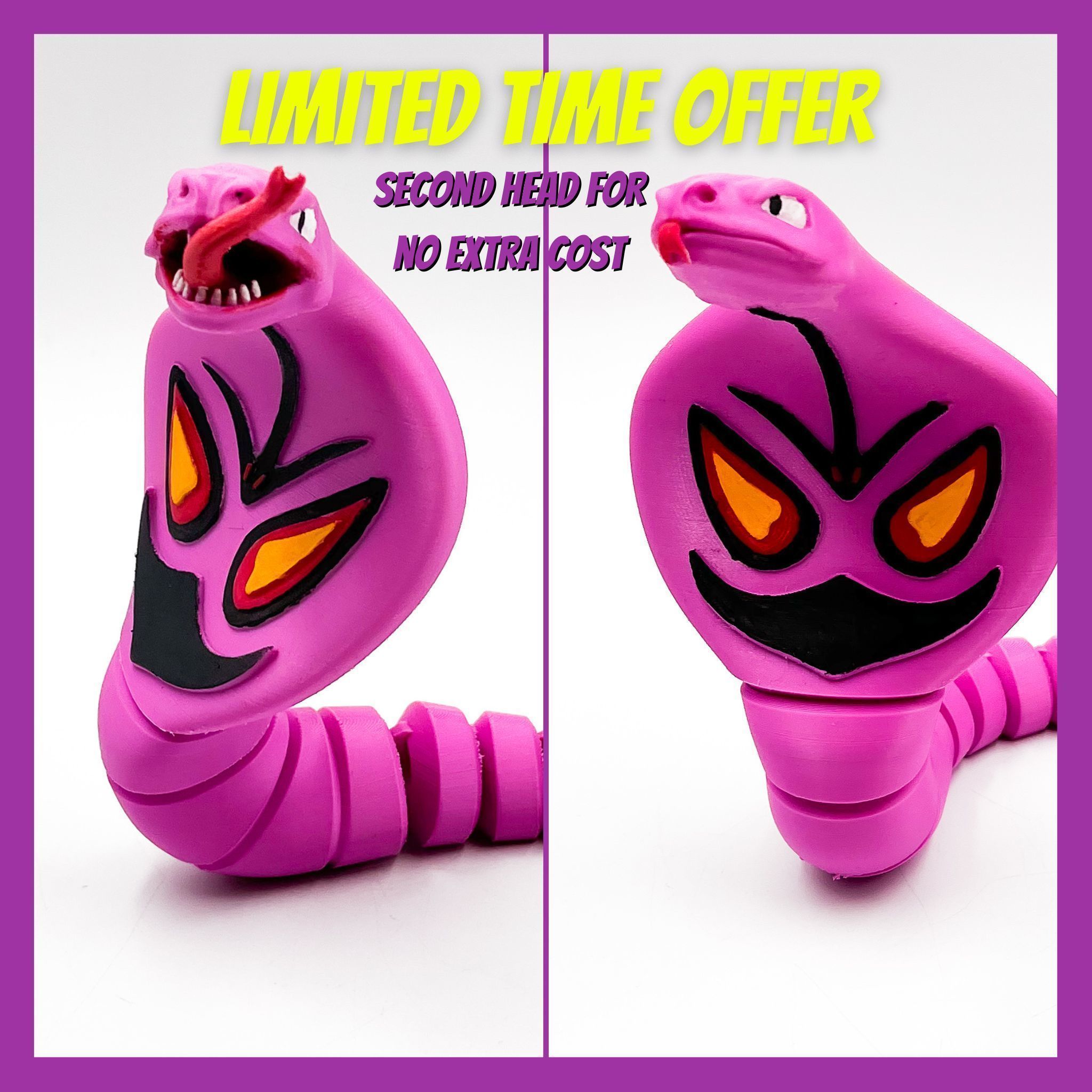 Pokemon Flexi Arbok articulated no supports snake cobra 3D print model_2