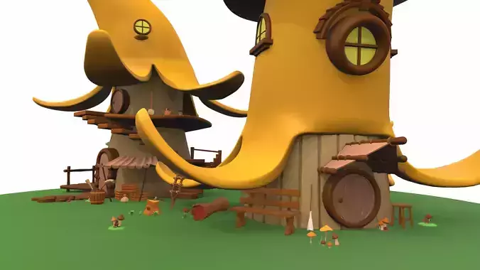 Cartoon banana house and props 2