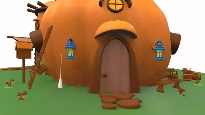 Cartoon pumpkin house and props 2