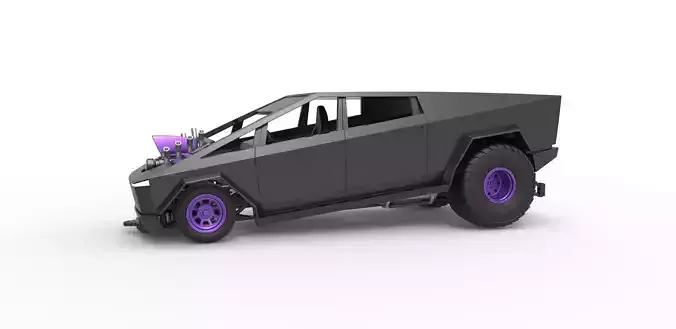 Tesla Cybertruck pulling truck 2wd Scale 1 to 25 3D print model