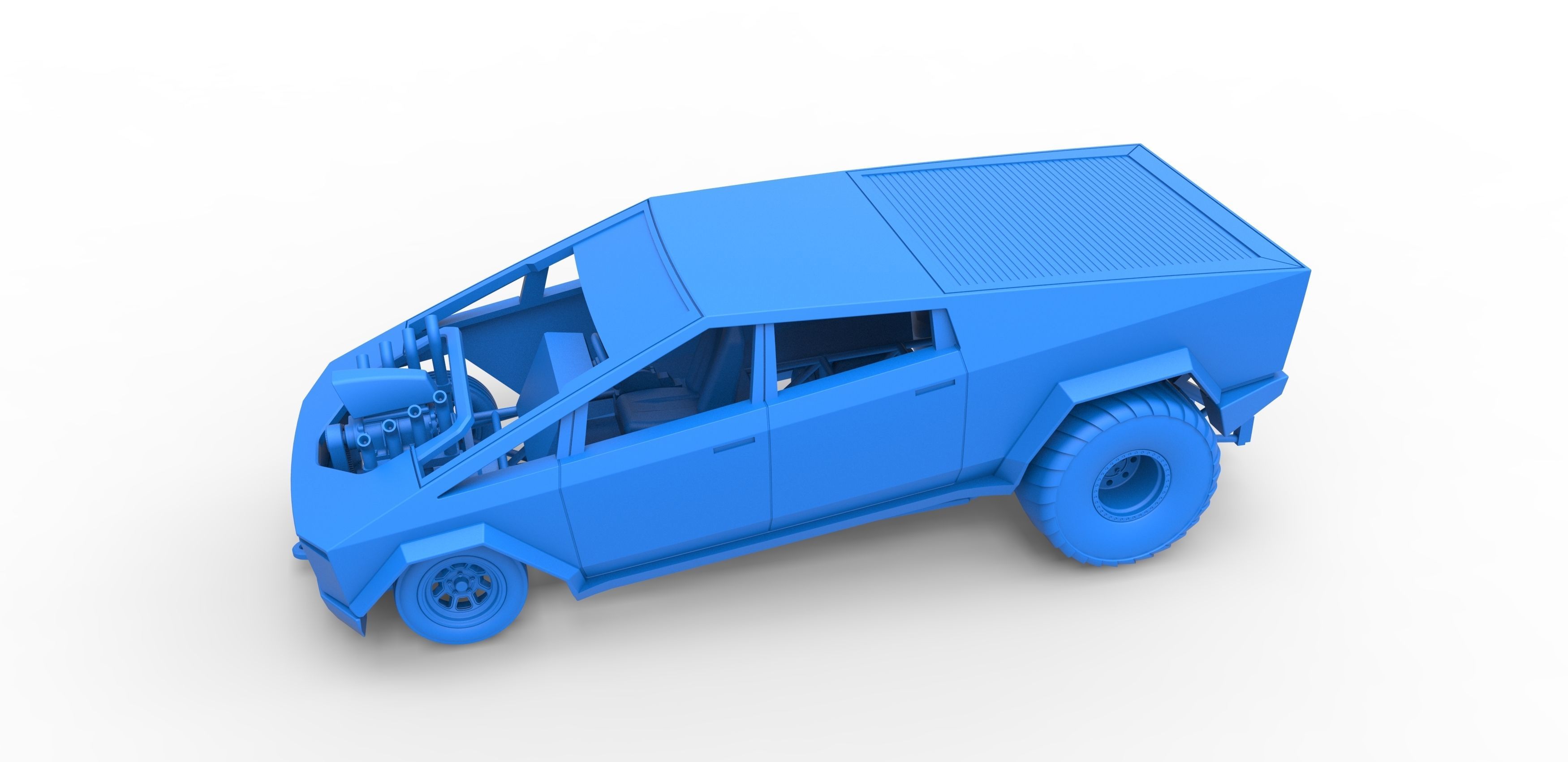 Tesla Cybertruck pulling truck 2wd Scale 1 to 25 3D print model_15