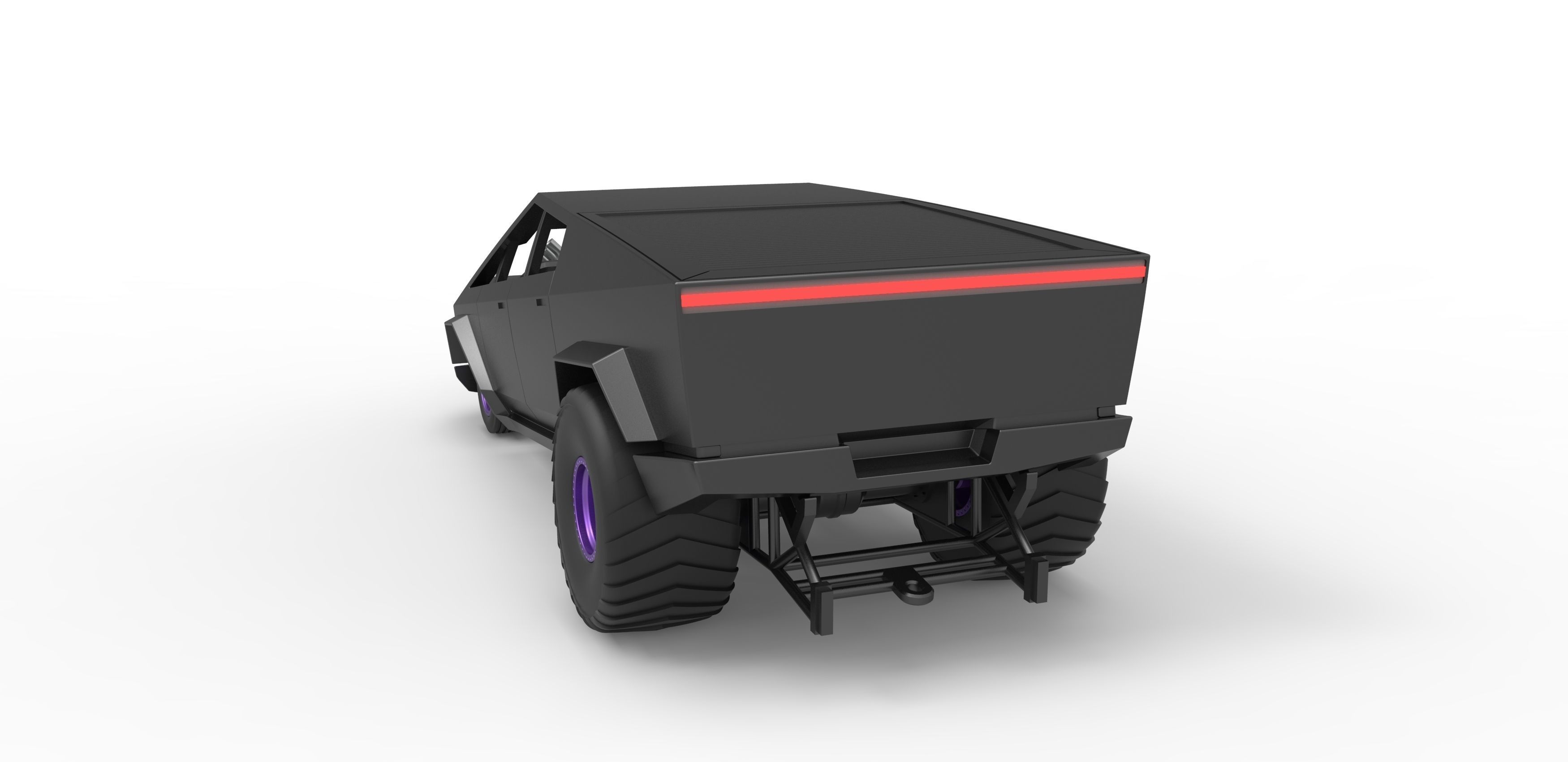 Tesla Cybertruck pulling truck 2wd Scale 1 to 25 3D print model_11