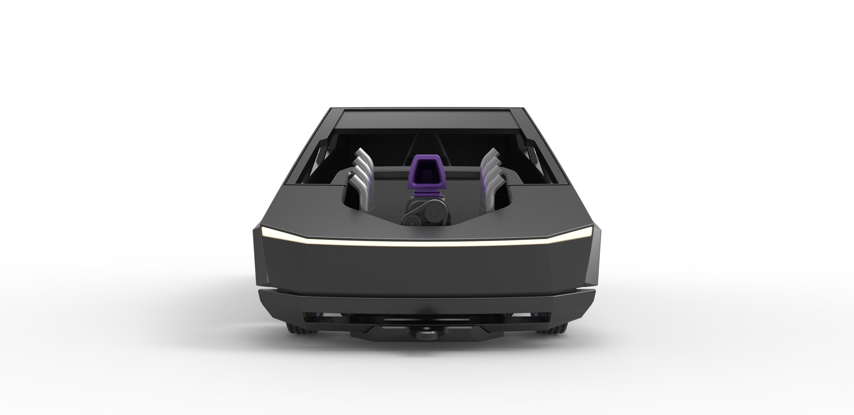 Tesla Cybertruck pulling truck 2wd Scale 1 to 25 3D print model_6