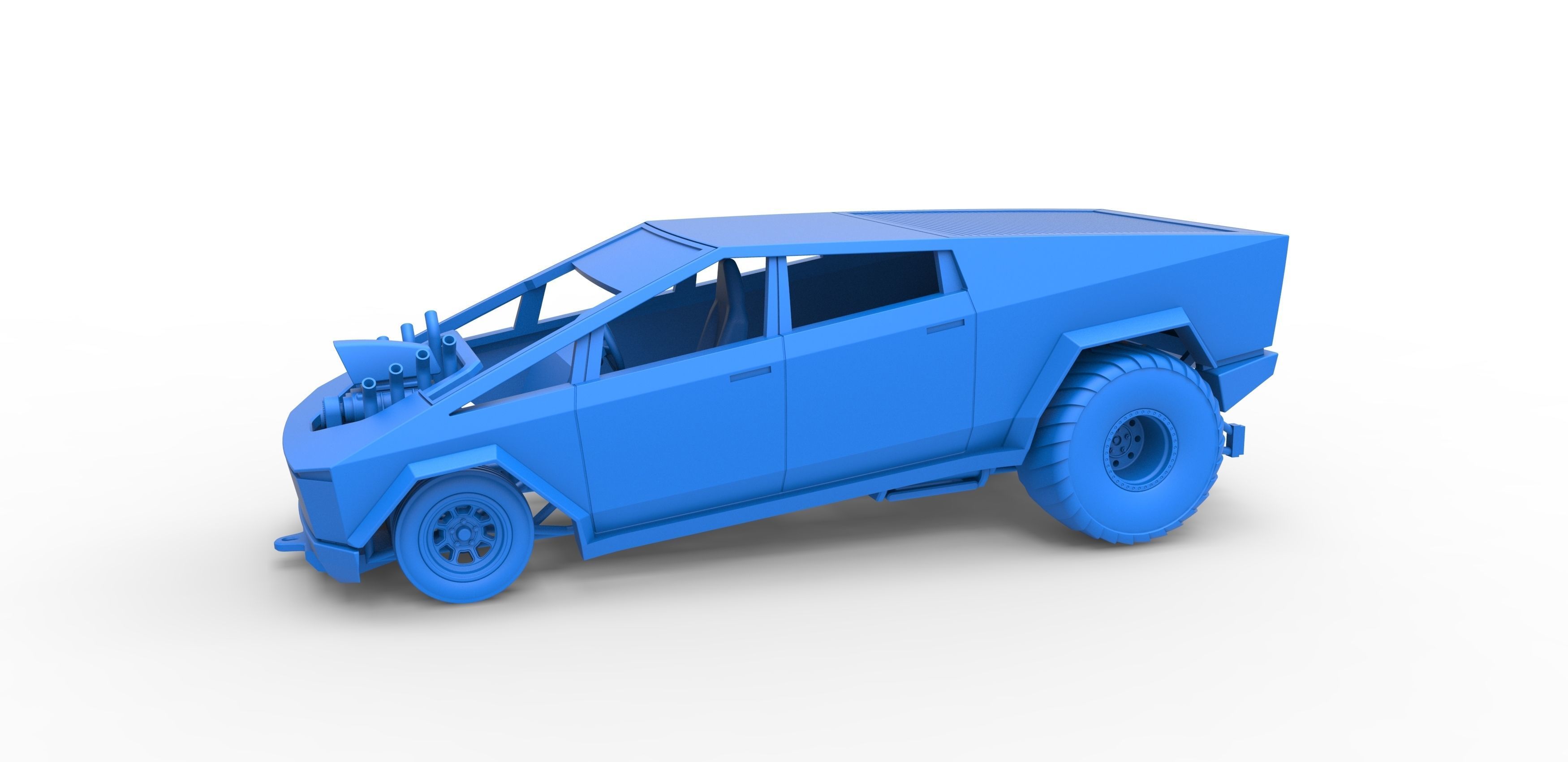 Tesla Cybertruck pulling truck 2wd Scale 1 to 25 3D print model_14