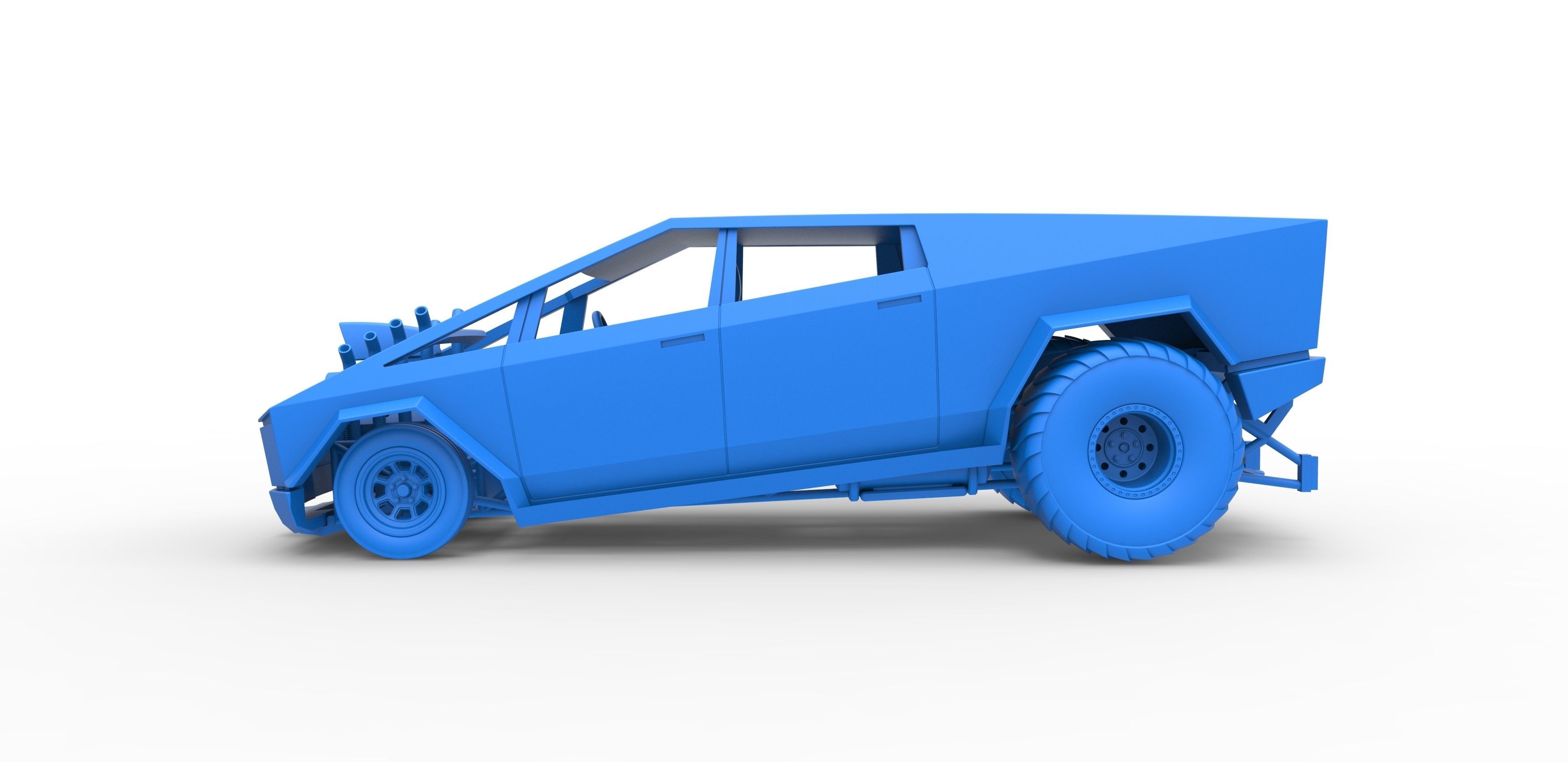 Tesla Cybertruck pulling truck 2wd Scale 1 to 25 3D print model_21