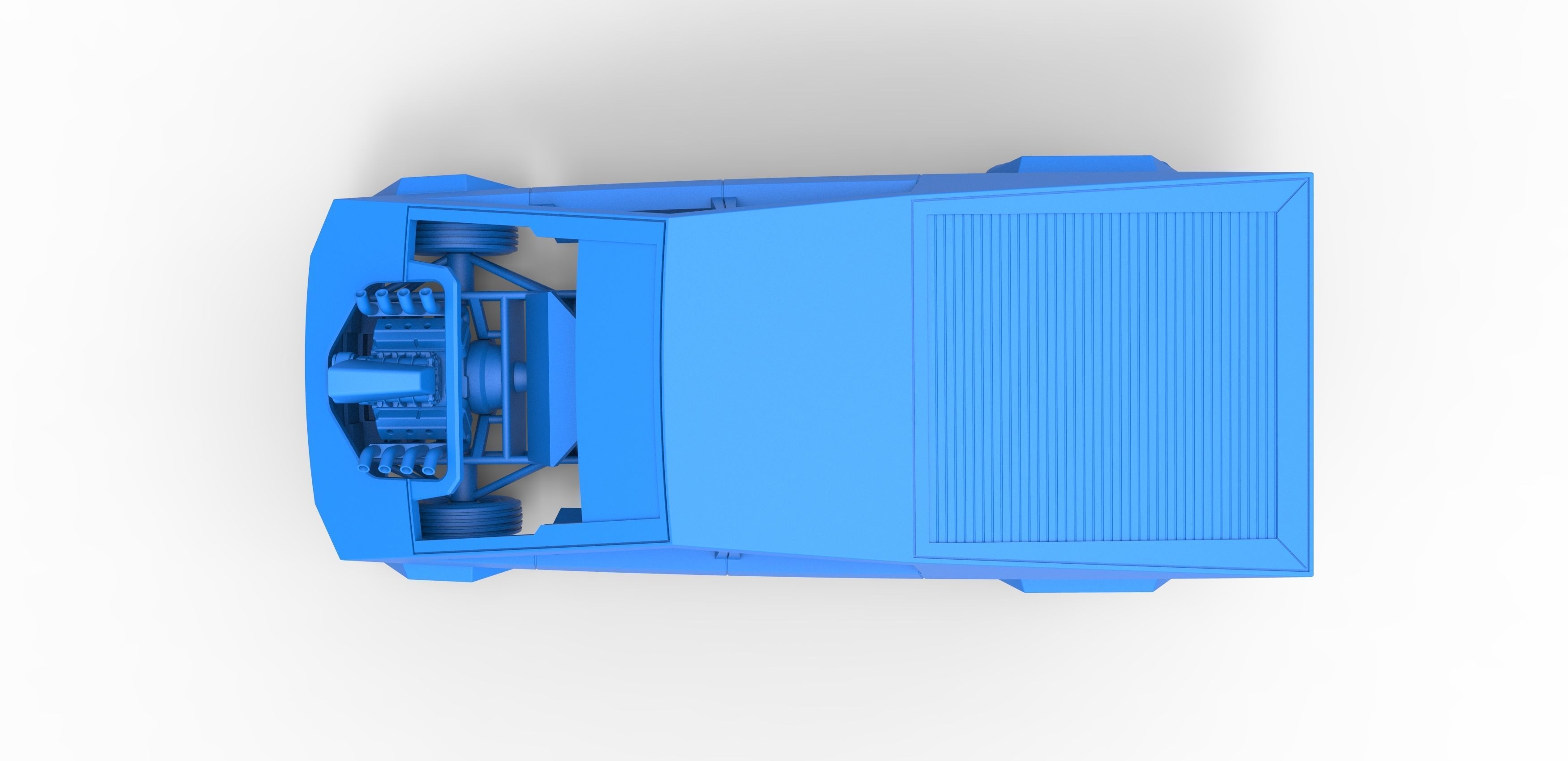 Tesla Cybertruck pulling truck 2wd Scale 1 to 25 3D print model_23