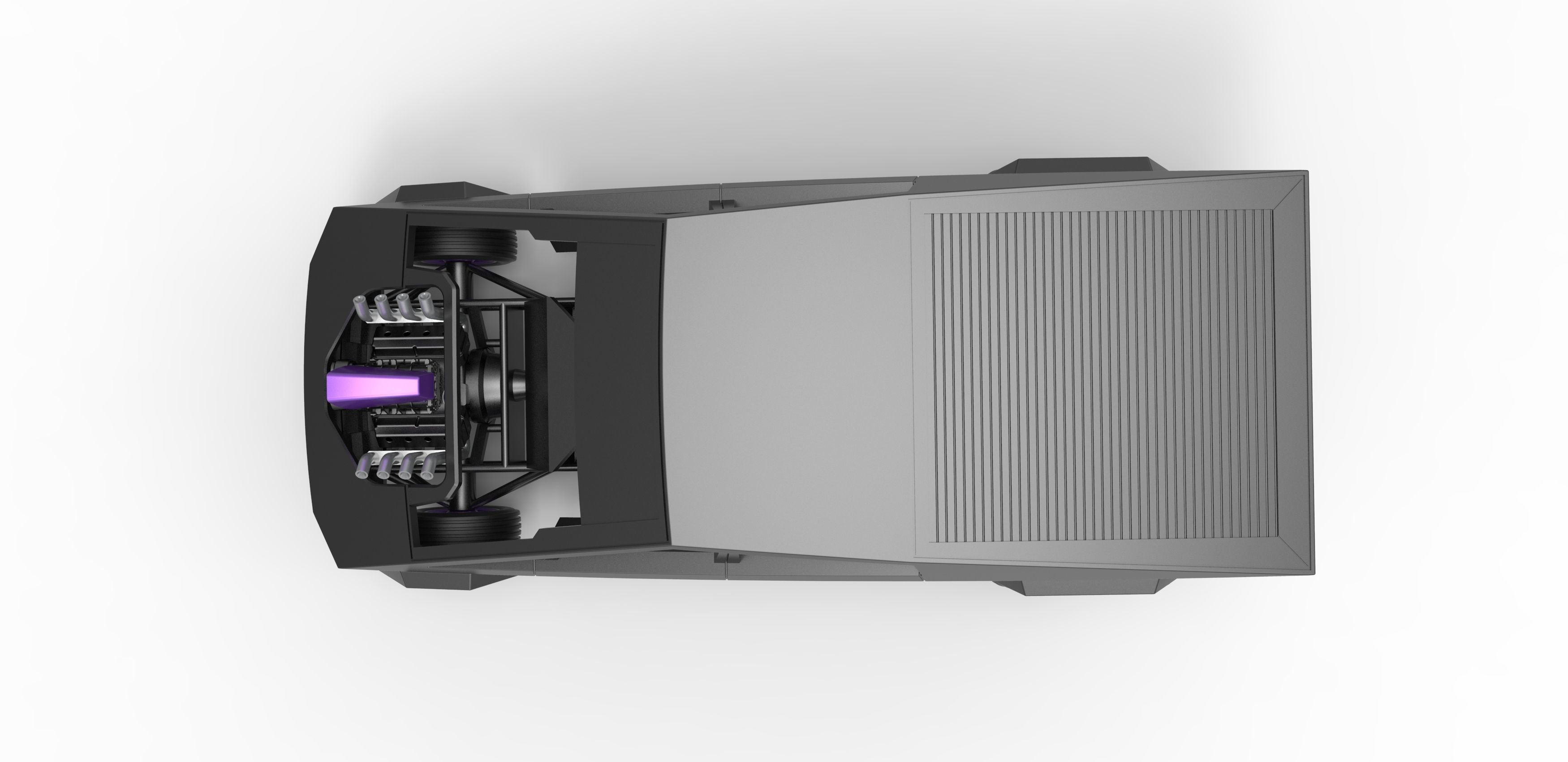 Tesla Cybertruck pulling truck 2wd Scale 1 to 25 3D print model_9