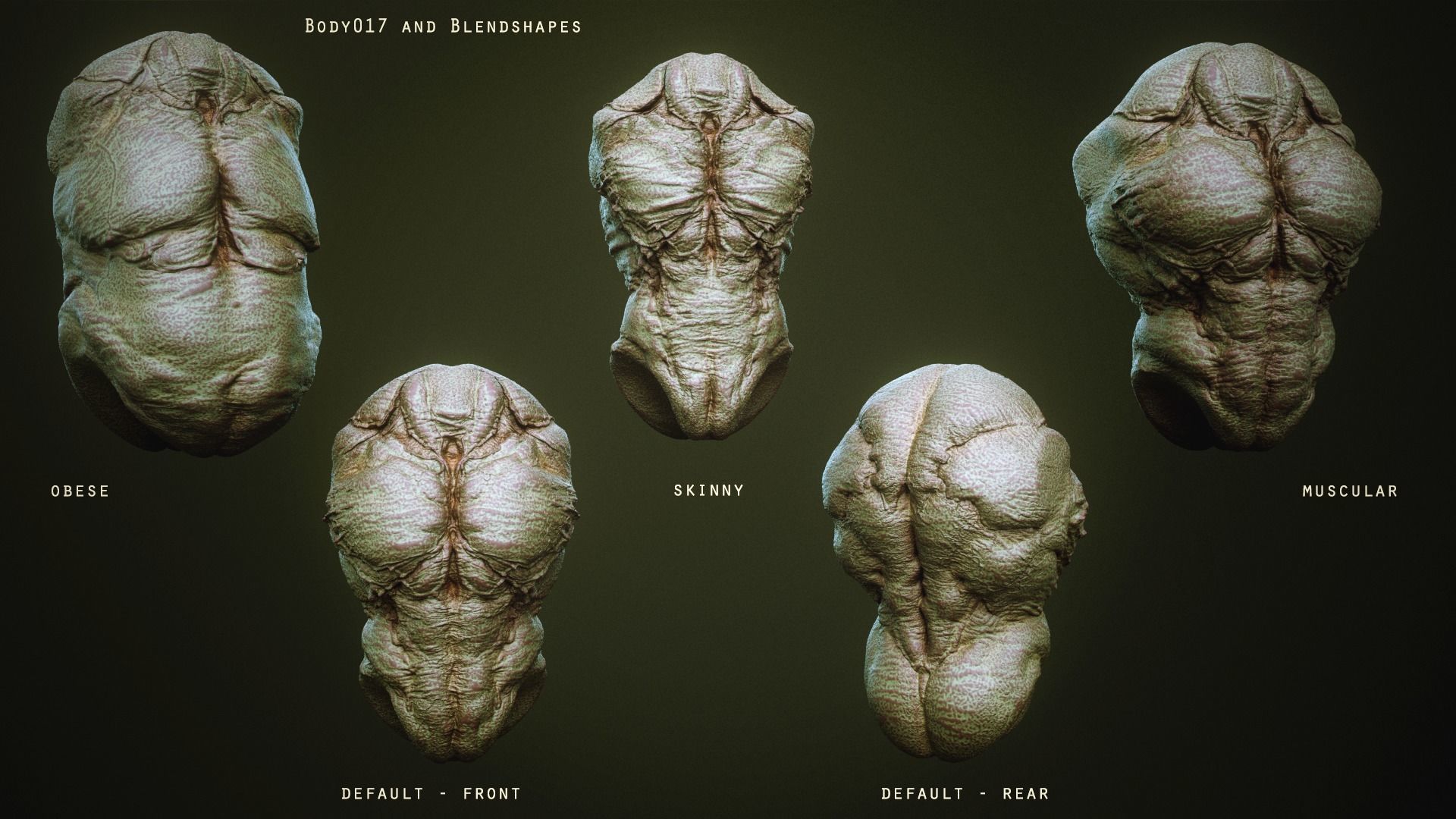 DEMON TORSOS 43 meshes with blendshapes 3D model_27