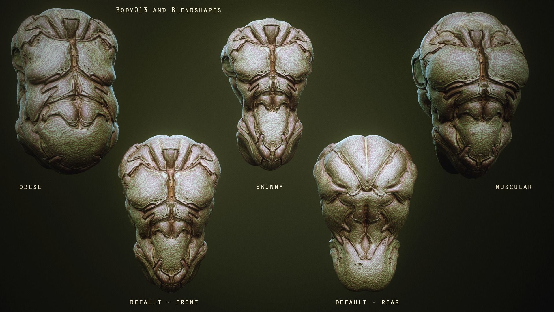 DEMON TORSOS 43 meshes with blendshapes 3D model_23
